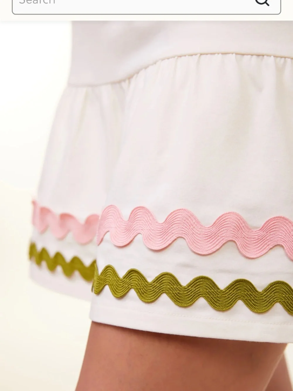 Spartina Jersey Flounce Skort Antique White Ric Rac Stretch Pink Green Size XS